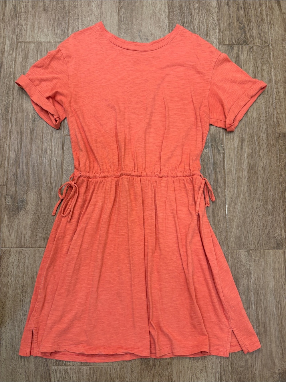 Old Navy Coral Short-Sleeve Drawstring Waist Dress